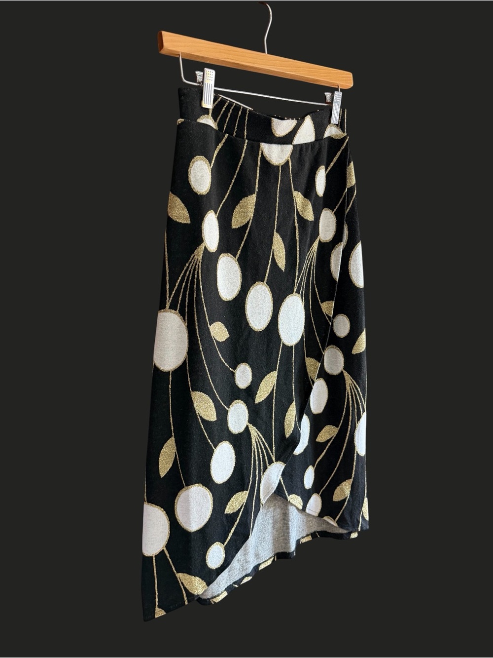 ANTHROPOLOGIE MAEVE Craspedia Metallic Faux Wrap Knit Skirt XS - Picture 5 of 12